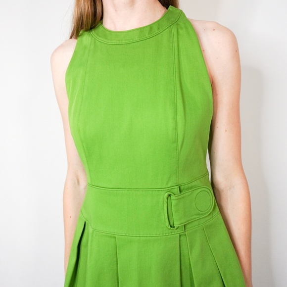 AKRIS PUNTO Green Pleated Sleeveless Dress - Picture 6 of 7